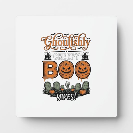 Halloween Little Boo Yah Schattig Griezelig Vector Fotoplaat (Voorkant)