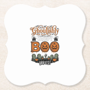 Halloween Little Boo Yah Schattig Griezelig Vector Kartonnen Onderzetters