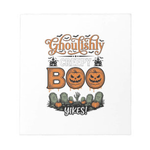 Halloween Little Boo Yah Schattig Griezelig Vector Notitieblok