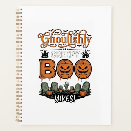 Halloween Little Boo Yah Schattig Griezelig Vector Planner (Voorkant)