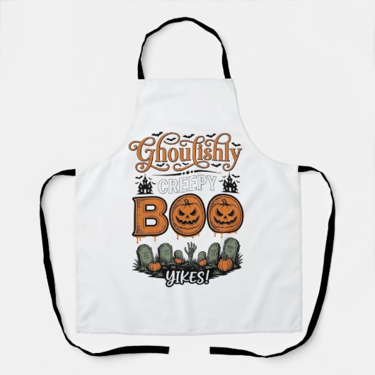 Halloween Little Boo Yah Schattig Griezelig Vector Schort (Voorkant)
