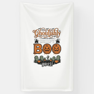 Halloween Little Boo Yah Schattig Griezelig Vector Spandoek