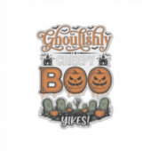 Halloween Little Boo Yah Schattig Griezelig Vector Sticker (Voorkant)