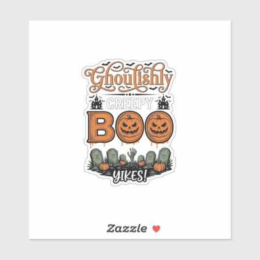 Halloween Little Boo Yah Schattig Griezelig Vector Sticker (Vel)