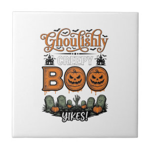 Halloween Little Boo Yah Schattig Griezelig Vector Tegeltje