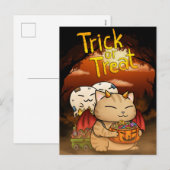 Halloween Little Devil Cat Feestdagenkaart (Voorkant / Achterkant)