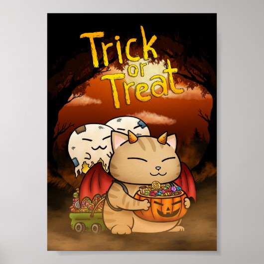 Halloween Little Devil Cat Poster (Voorkant)