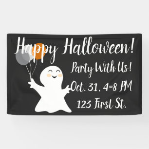 Halloween Little Ghost met ballonnen Spandoek