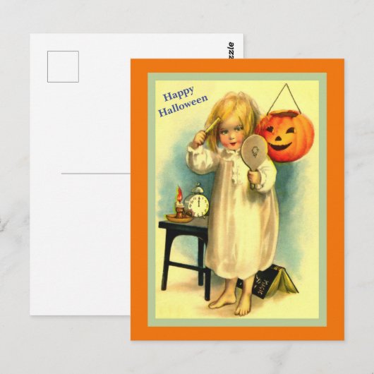  Halloween Little Girl en Jack-O-Lantern Briefkaart (Voorkant / Achterkant)
