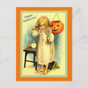 Halloween Little Girl en Jack-O-Lantern Briefkaart