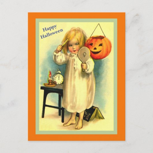  Halloween Little Girl en Jack-O-Lantern Briefkaart (Voorkant)