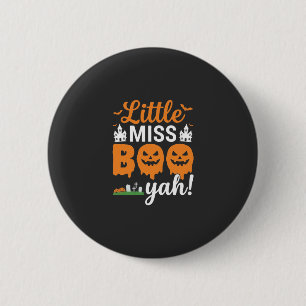 Halloween Little Miss Boo Yah Pompoen Ontwerp_1 Ronde Button 5,7 Cm