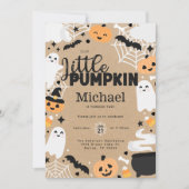 Halloween Little Pumpkin Ghost Birthday Party Kaart (Voorkant)