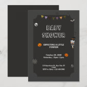Halloween Little pumpkin Spooky Black Baby shower Kaart (Voorkant / Achterkant)