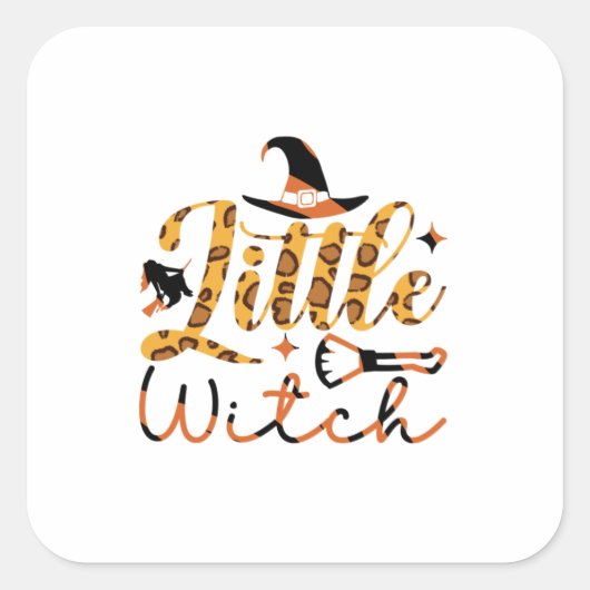 Halloween Little Witch Birthday Vierkante Sticker (Voorkant)