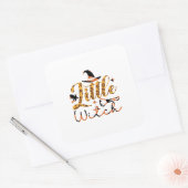 Halloween Little Witch Birthday Vierkante Sticker (Envelop)