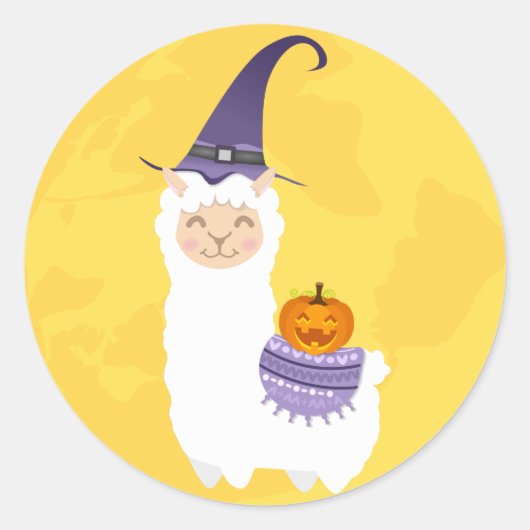 Halloween Llama Ronde Sticker (Voorkant)