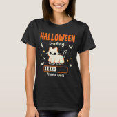 Halloween Loading Please Wait Grappige zwarte Cat T-shirt (Voorkant)