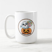 Halloween Lollipop Ghost On Pumpkin Koffiemok (Links)