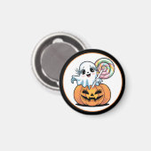 Halloween Lollipop Ghost On Pumpkin Magneet (Voorkant / Achterkant)