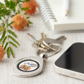 Halloween Lollipop Ghost On Pumpkin Sleutelhanger (Zijkant)