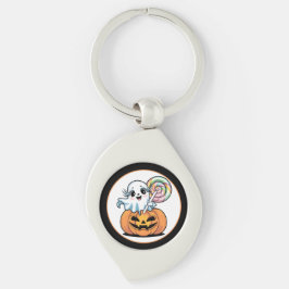 Halloween Lollipop Ghost On Pumpkin Sleutelhanger