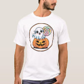 Halloween Lollipop Ghost On Pumpkin T-shirt (Voorkant)