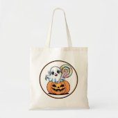 Halloween Lollipop Ghost On Pumpkin Tote Bag (Voorkant)