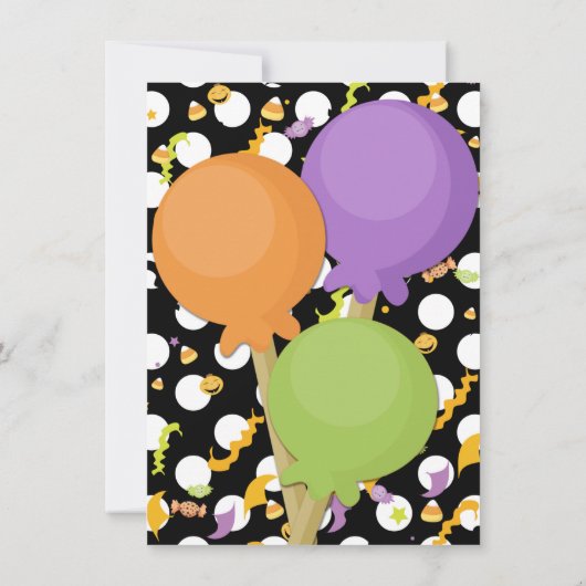 Halloween Lollipops Snoep Fun Verjaardagsfeest Kaart (Achterkant)