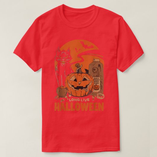 Halloween Long Live Halloween Witchy Pumpkin Black T-shirt (Design voorkant)