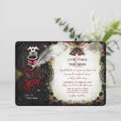 Halloween Love Letter Weduwen Reception Info Back Kaart (Staand voorkant)