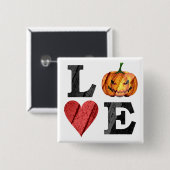 Halloween LOVE met Scary Jack o'lantern Vierkante Button 5,1 Cm (Voorkant /achterkant)