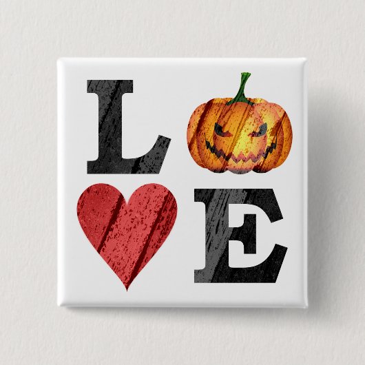 Halloween LOVE met Scary Jack o'lantern Vierkante Button 5,1 Cm (Voorkant)