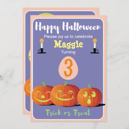 Halloween Lovely Birthday Personalized Kaart (Voorkant / Achterkant)
