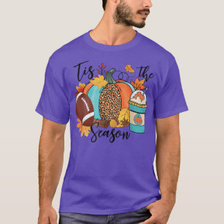 Halloween Lover Herfst Football Koffee Leaf T-shirt