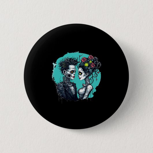 Halloween Lovers Frankenstein Skeleton Ronde Button 5,7 Cm (Voorkant)