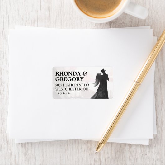 Halloween Lovers Silhouet Matching Bruiloft Label (Insitu)