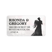 Halloween Lovers Silhouet Matching Bruiloft Label (Voorkant)