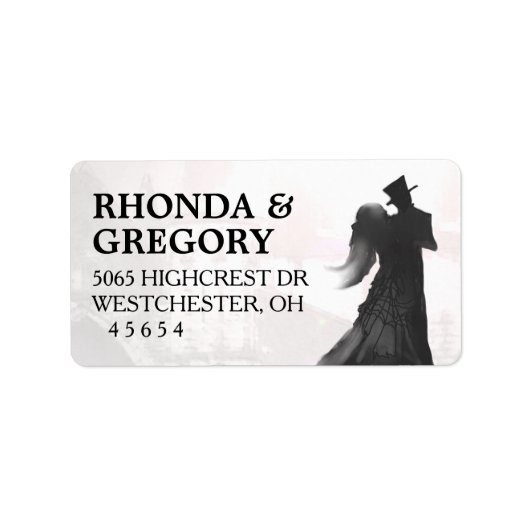 Halloween Lovers Silhouet Matching Bruiloft Label (Voorkant)