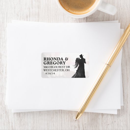 Halloween Lovers Silhouet Matching Bruiloft Label (Insitu)