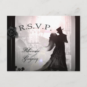 Halloween Lovers Silhouette Matching RSVP Briefkaa Uitnodiging Briefkaart
