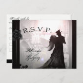 Halloween Lovers Silhouette Matching RSVP Briefkaa Uitnodiging Briefkaart (Voorkant / Achterkant)