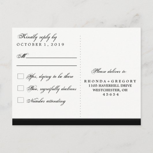 Halloween Lovers Silhouette Matching RSVP Briefkaa Uitnodiging Briefkaart (Achterkant)