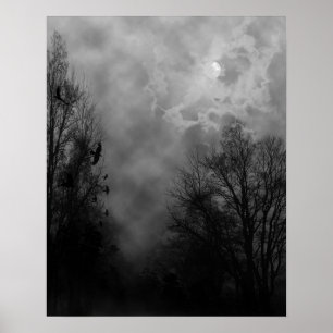 Halloween Lucht met Raven Poster
