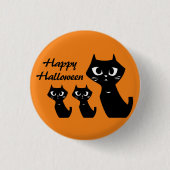Halloween Lucky Black Cats Ronde Button 3,2 Cm (Voorkant)