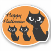 Halloween Lucky Black Cats Sticker (Voorkant)