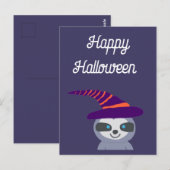 Halloween luiaard in het Pet van de heks Briefkaart (Voorkant / Achterkant)