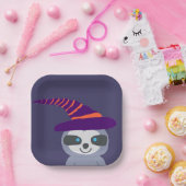 Halloween luiaard in het Pet van de heks Papieren Bordje (Feest)