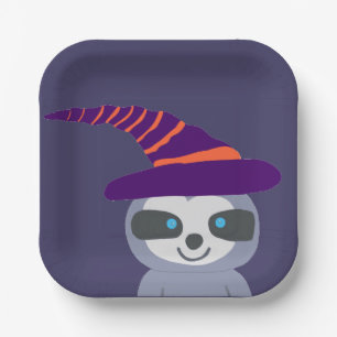 Halloween luiaard in het Pet van de heks Papieren Bordje