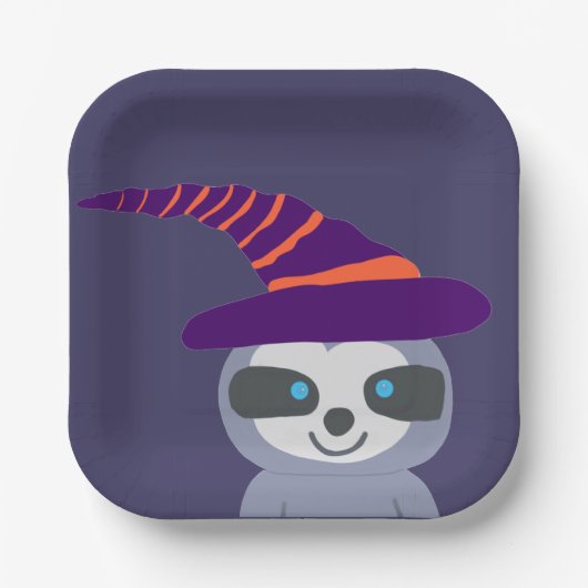 Halloween luiaard in het Pet van de heks Papieren Bordje (Voorkant)